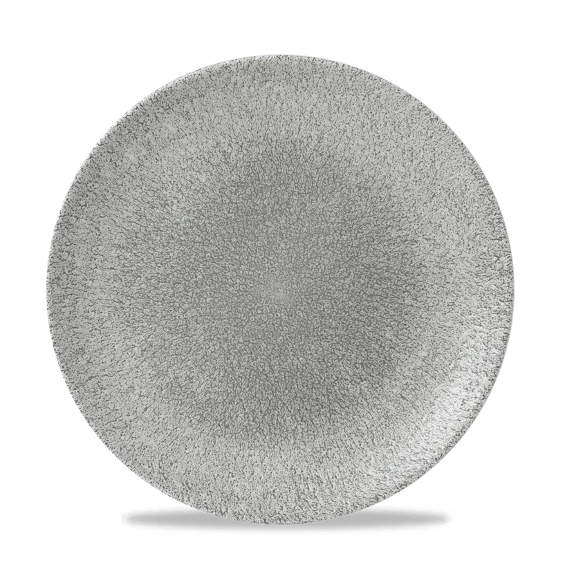 Churchill Raku Jasper Grey randloos coupebord 26cm – reactief geglazuurd stoneware voor brasseries