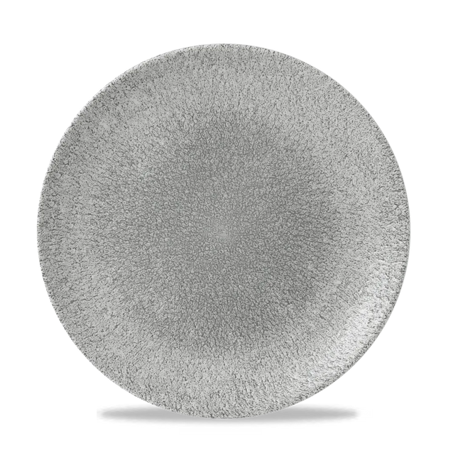 Churchill Raku Jasper Grey randloos coupebord 26cm – reactief geglazuurd stoneware voor brasseries
