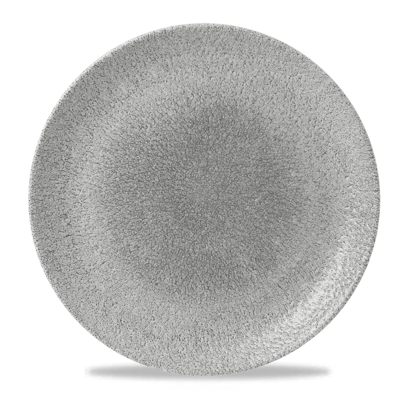 Churchill Raku Jasper Grey randloos coupebord 29cm – reactief geglazuurd stoneware voor lunchrooms