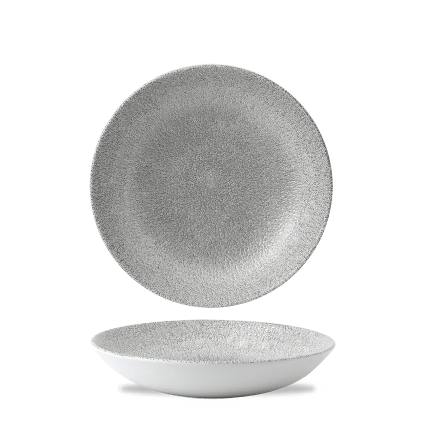 Churchill Raku Jasper Grey randloze coupekom 18cm – reactief geglazuurd stoneware voor banqueting