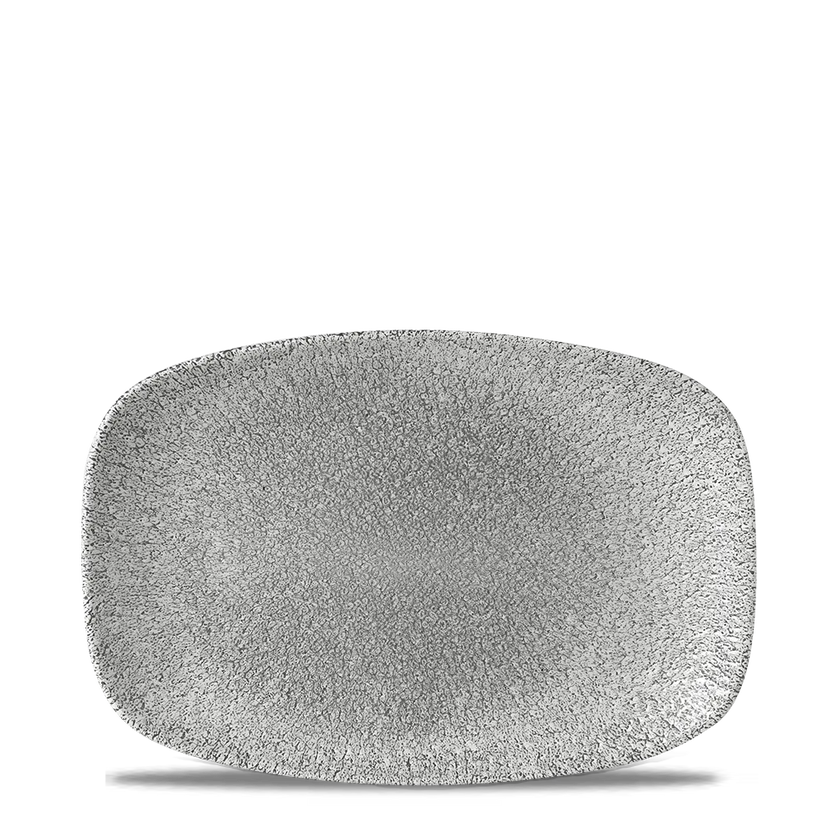 Churchill Raku Jasper Grey ovaal chef's bord 23.7x15.7cm – reactief geglazuurd stoneware voor bars