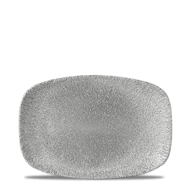 Churchill Raku Jasper Grey ovaal chef's bord 23.7x15.7cm – reactief geglazuurd stoneware voor bars