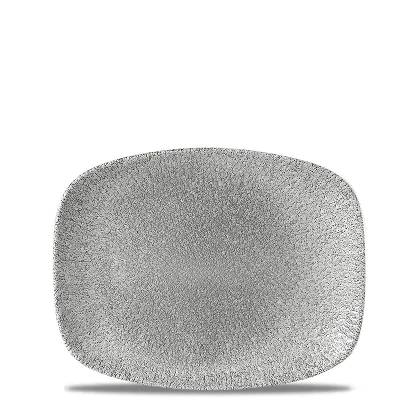 Churchill Raku Jasper Grey ovaal chef's bord 26.1x20.2cm – reactief geglazuurd stoneware voor horeca
