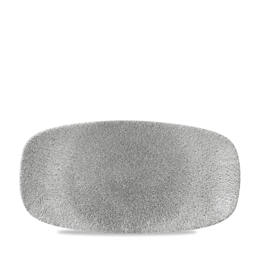 Churchill Raku Jasper Grey ovaal chef's bord 29.8x15.3cm – reactief geglazuurd stoneware voor buffetten