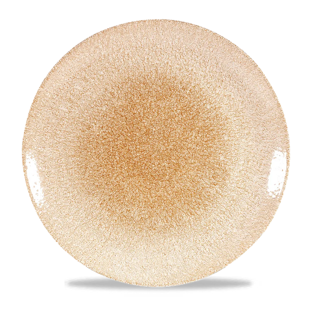 Churchill Raku Garnet Orange randloos coupebord 29cm – reactief geglazuurd stoneware voor catering