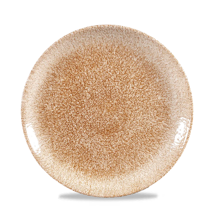 Churchill Raku Garnet Orange randloos coupebord 22cm – reactief geglazuurd stoneware voor banqueting