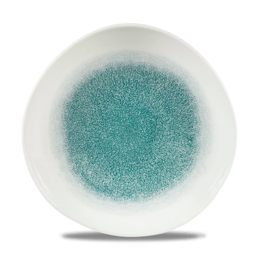 Churchill Raku Jade Green rond bord met structuurrand 26.4cm – reactief geglazuurd stoneware voor hotels