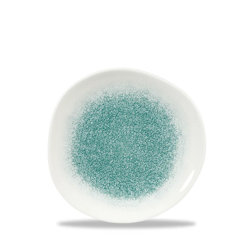 Churchill Raku Jade Green rond bord met structuurrand 18.6cm – reactief geglazuurd stoneware voor bars