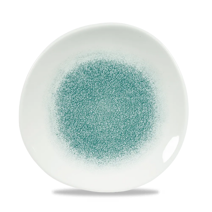 Churchill Raku Jade Green rond bord met structuurrand 21cm – reactief geglazuurd stoneware voor horeca