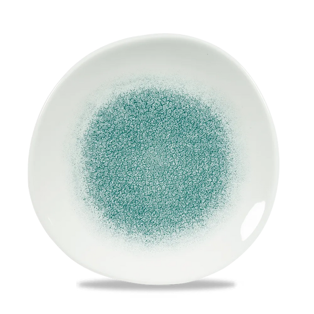 Churchill Raku Jade Green rond bord met structuurrand 21cm – reactief geglazuurd stoneware voor horeca