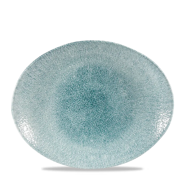 Churchill Raku Jade Green ovaal coupebord 32cm – reactief geglazuurd stoneware voor fine dining