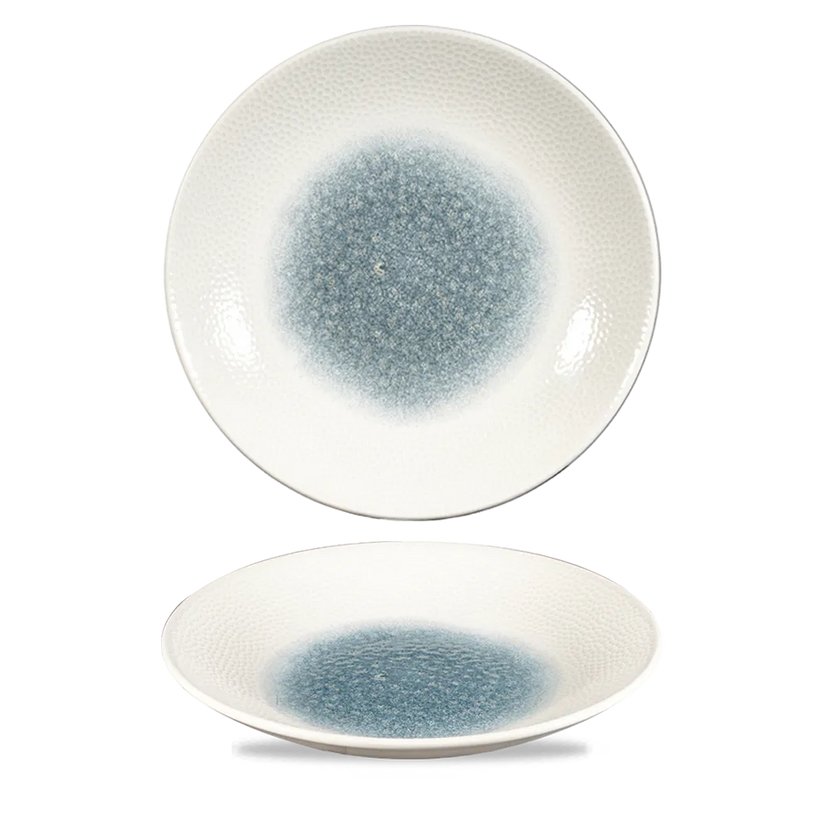 Churchill Raku Topaz Blue diep coupebord 28.1cm – reactief geglazuurd stoneware voor bars