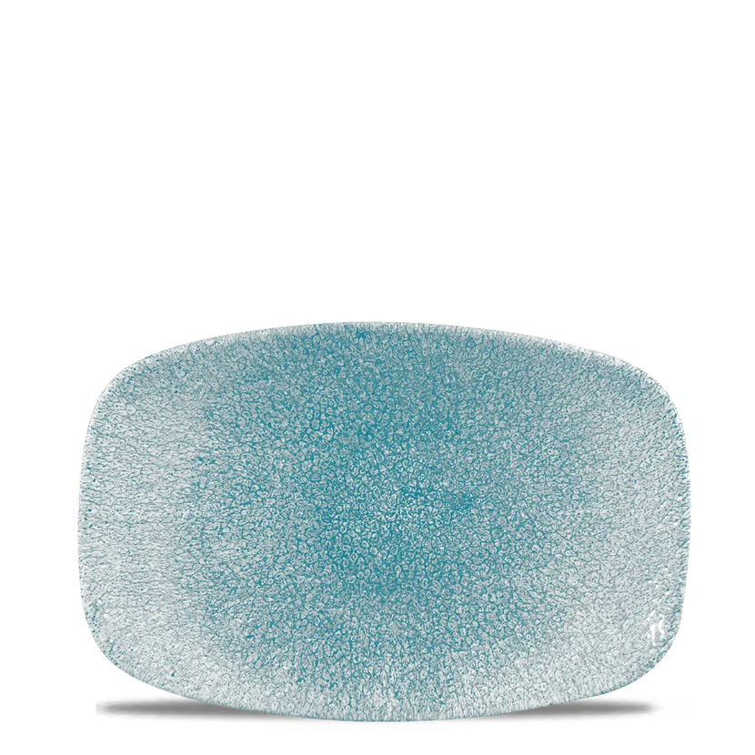 Churchill Raku Topaz Blue ovaal chefsbord 23,7 x 15,7 cm – gespikkeld porseleinen bord voor restaurants