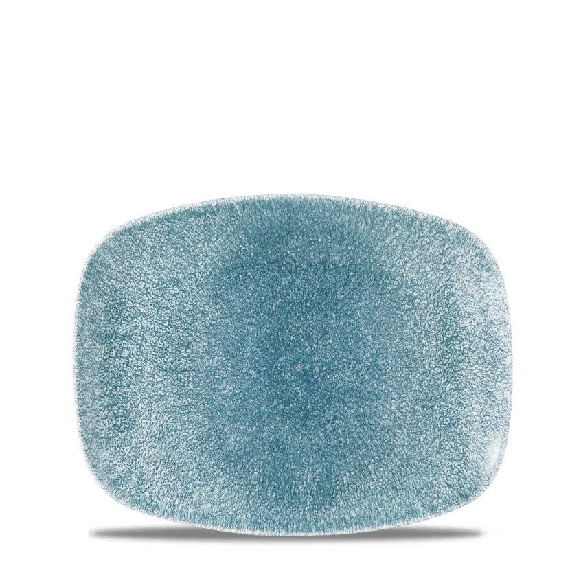 Churchill Raku Topaz Blue ovaal chefsbord 26,1 x 20,2 cm – blauw gespikkeld porseleinen bord voor horeca