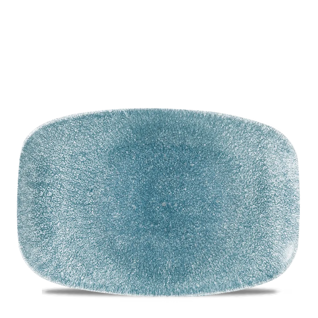 Churchill Raku Topaz Blue ovaal chefsbord 30 x 19,9 cm – gespikkeld porseleinen bord voor fine dining