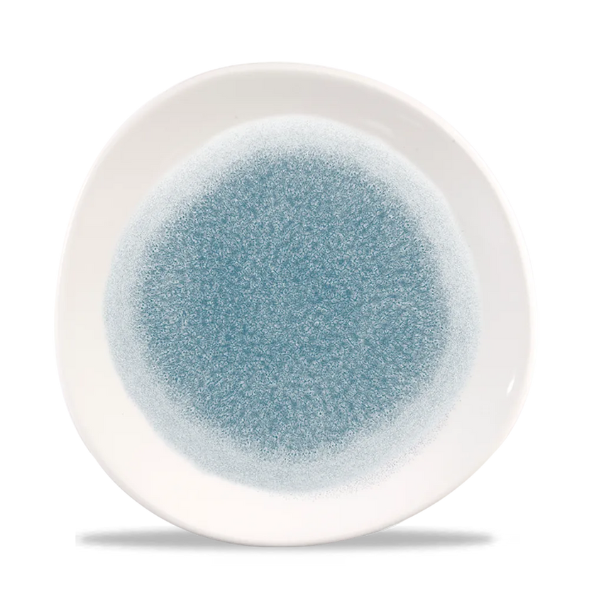 Churchill Raku Topaz Blue rond bord met rand Ø 26,4 cm – blauw gespikkeld porseleinen bord voor restaurants