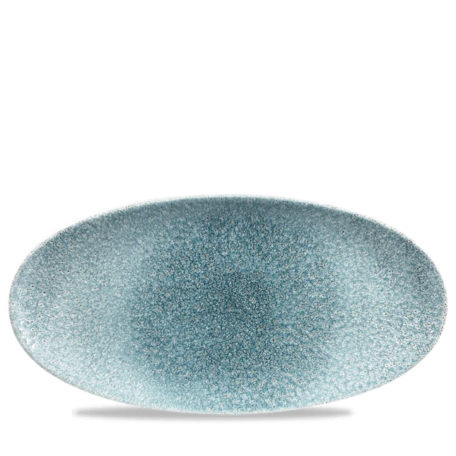 Churchill Raku Topaz Blue ovaal chefsbord 34,7 x 17,3 cm – groot porseleinen bord voor fine dining