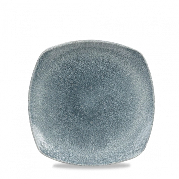 Churchill Raku Topaz Blue X Squared vierkant bord 22 cm – blauw gespikkeld porseleinen bord voor restaurants
