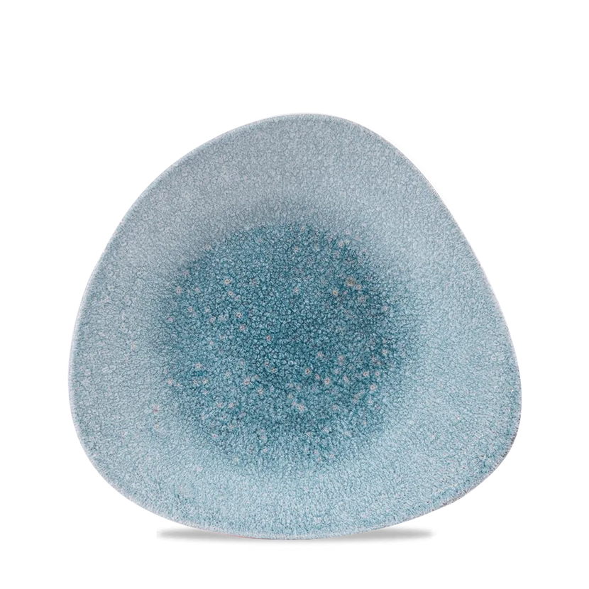 Churchill Raku Topaz Blue driehoekige ondiepe kom 21x21 cm 410 ml – porseleinen kom voor fine dining