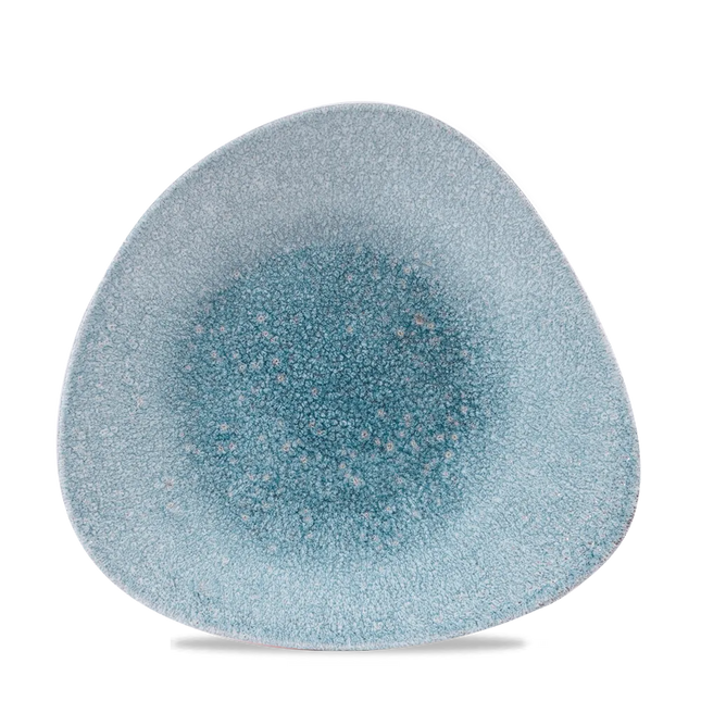 Churchill Raku Topaz Blue driehoekige ondiepe kom 780 ml – gespikkeld porseleinen kom voor horeca