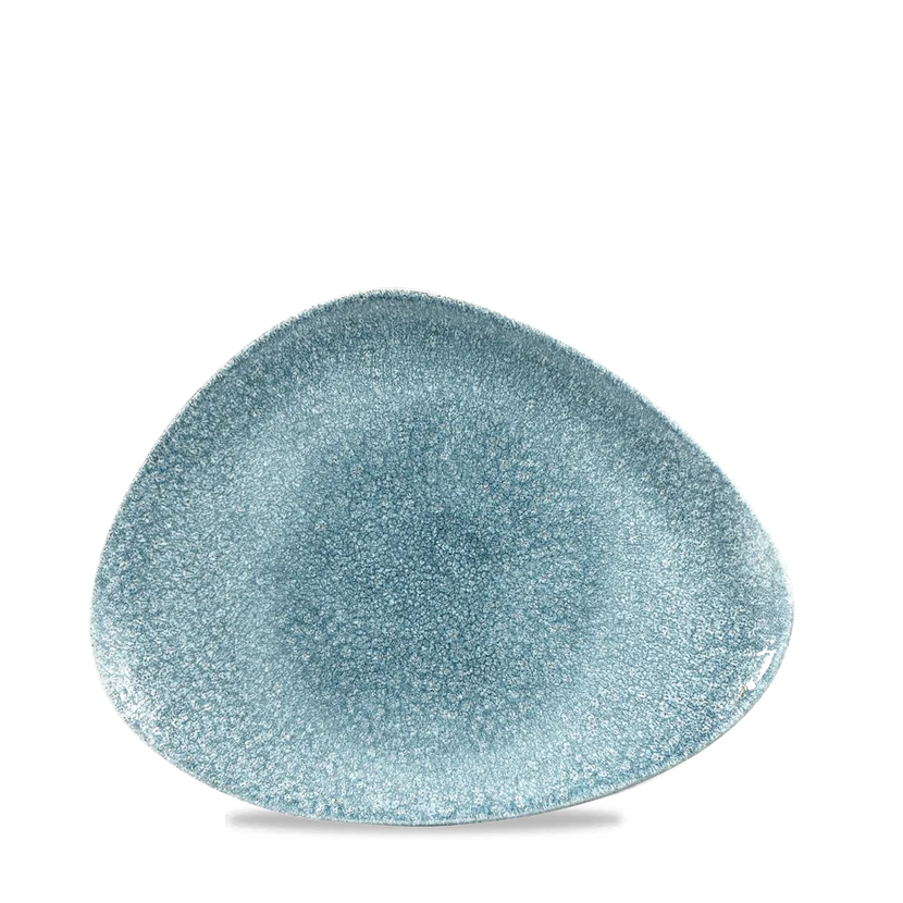 Churchill Raku Topaz Blue driehoekig chefsbord 20 x 15 cm – klein porseleinen bord voor restaurants
