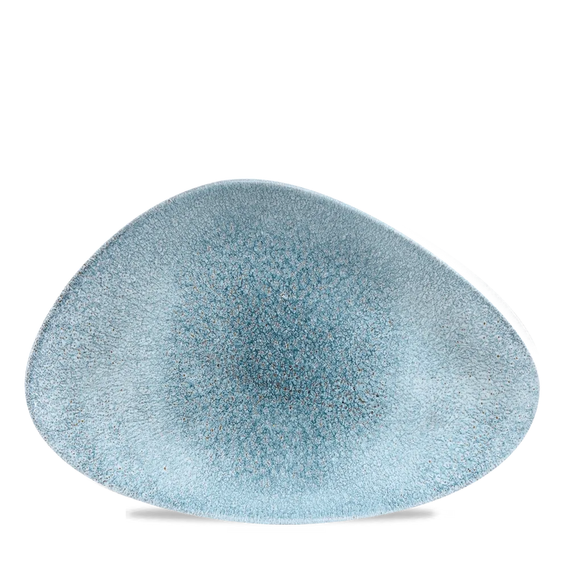 Churchill Raku Topaz Blue driehoekig chefsbord 30,4 x 20,5 cm – groot porseleinen bord voor fine dining