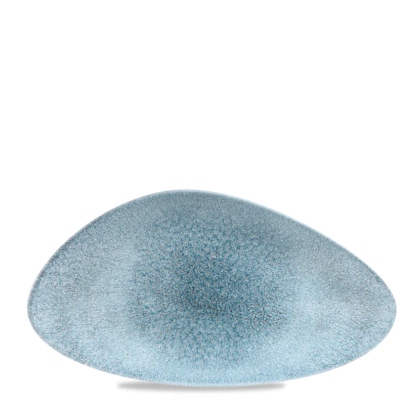 Churchill Raku Topaz Blue driehoekig chefsbord 35,5 x 18,8 cm – groot porseleinen presentatiebord voor restaurants