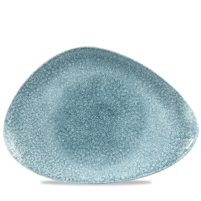 Churchill Raku Topaz Blue driehoekig chefsbord 35,6 x 25 cm – extra groot porseleinen bord voor horeca