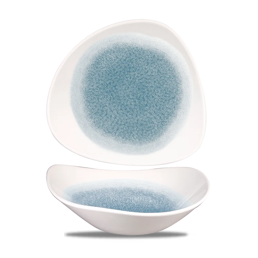 Churchill Raku Topaz Blue Lotus kom Ø 23 cm – blauw gespikkeld porseleinen kom voor restaurants