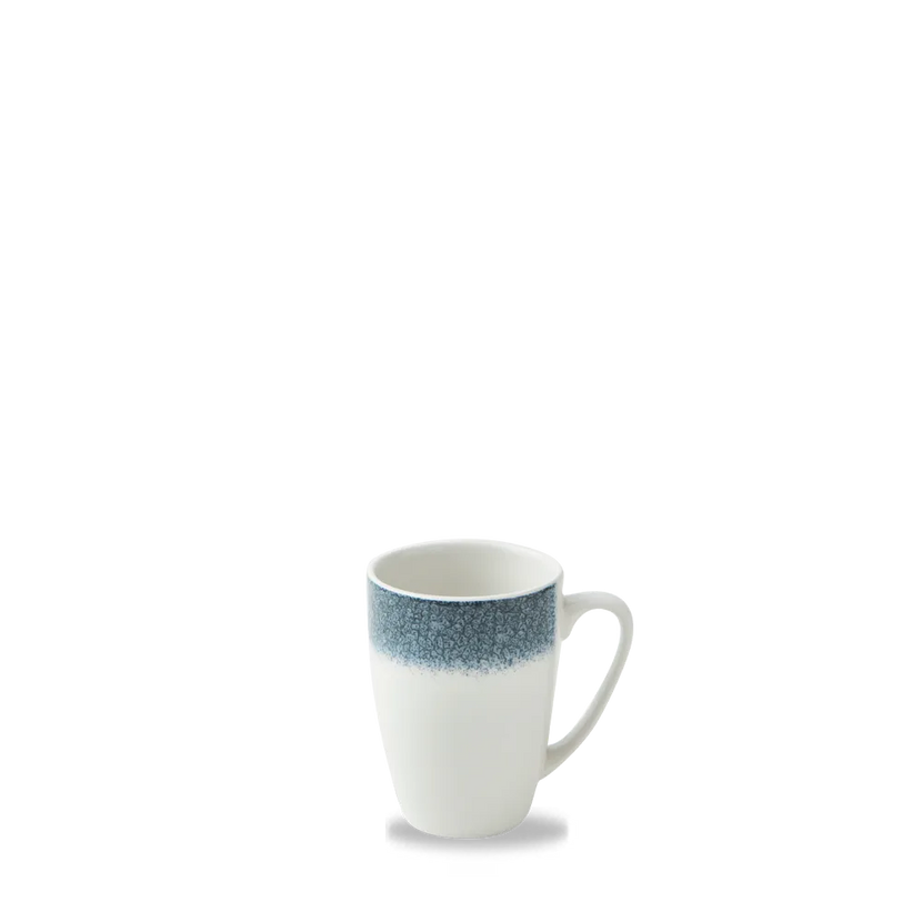 Churchill Raku Topaz Blue Profile mok 340 ml – gespikkeld porseleinen mok met oor voor café en horeca