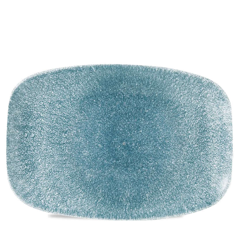 Churchill Raku Topaz Blue ovaal serveerplateau 34,4 x 23,4 cm – groot porseleinen serveerbord voor restaurants