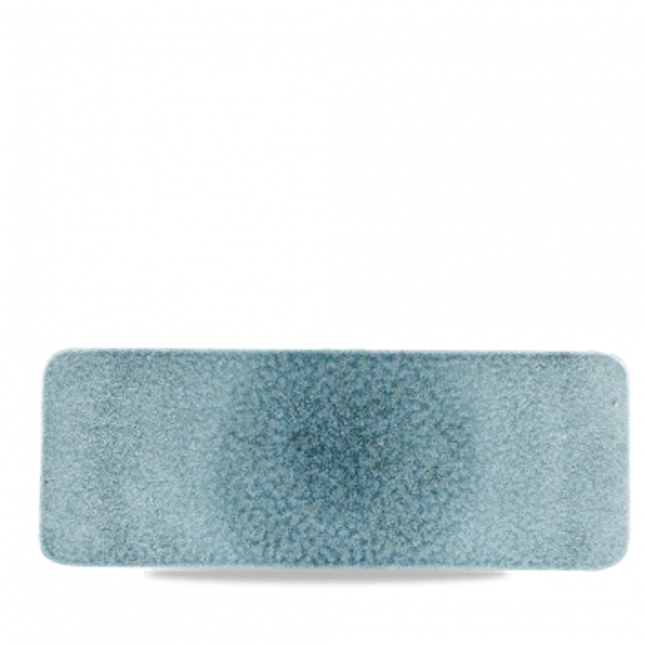 Churchill Raku Topaz Blue rechthoekige tegel 37,6 x 14 cm – porseleinen serveerplateau voor restaurants