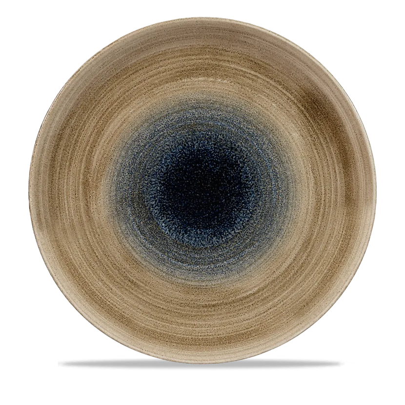 Churchill Stonecast Aqueous Bayou evolve coupebord Ø 29 cm – blauw gemarmerd porseleinen bord voor restaurants