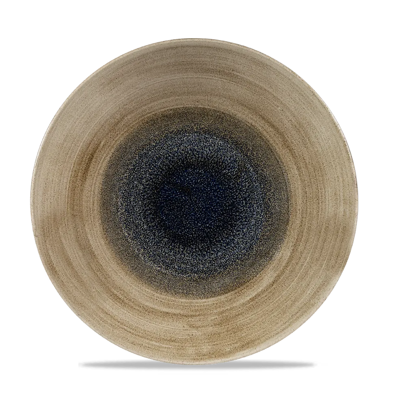 Churchill Stonecast Aqueous Bayou diep coupebord Ø 28 cm – blauw gemarmerd porseleinen bord voor horeca
