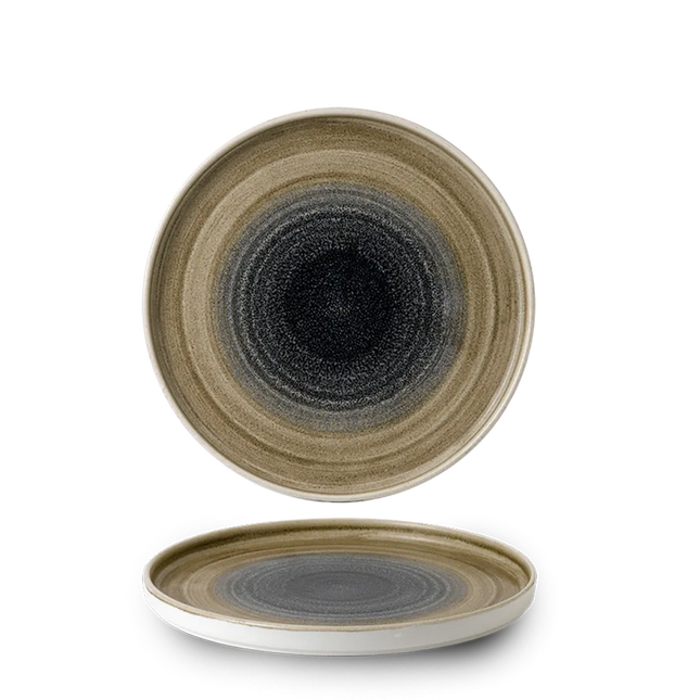 Churchill Aqueous Bayou bord met opstaande rand 21 cm – blauw gemarmerd porseleinen bord voor restaurants