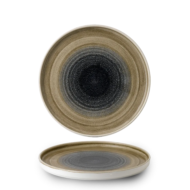 Churchill Aqueous Bayou bord met opstaande rand 26 cm – blauw gemarmerd porseleinen bord voor fine dining