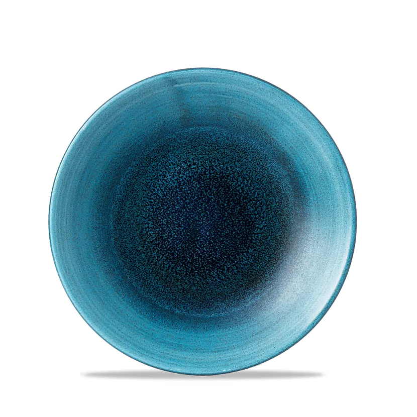 Churchill Aqueous Lagoon diep coupebord Ø 22 cm – turquoise gemarmerd porseleinen bord voor restaurants