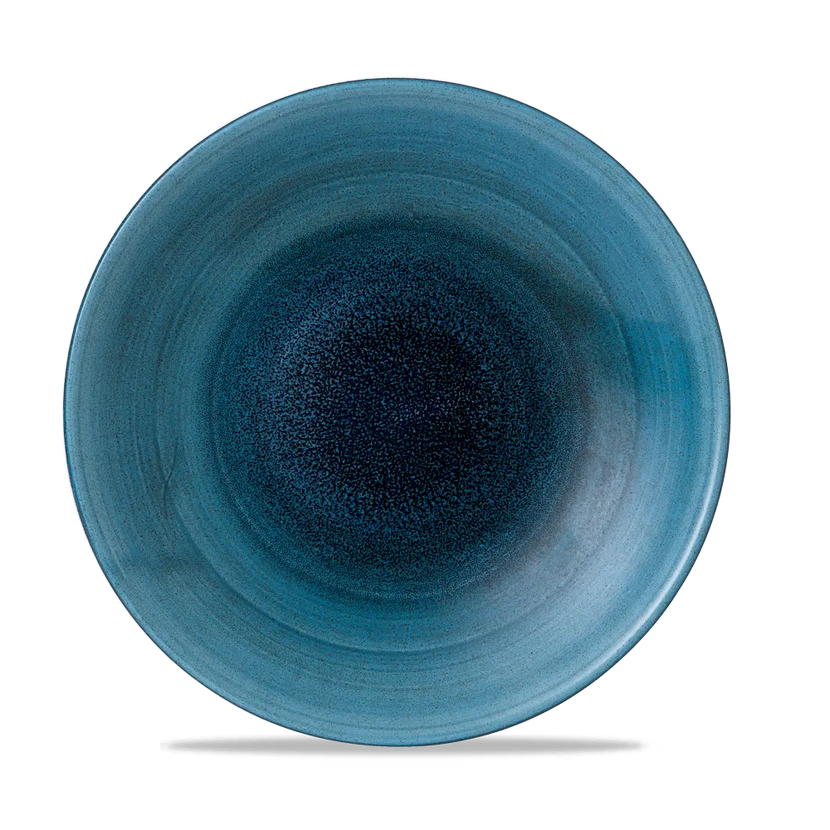 Churchill Aqueous Lagoon diep coupebord Ø 28 cm – turquoise gemarmerd porseleinen bord voor horeca