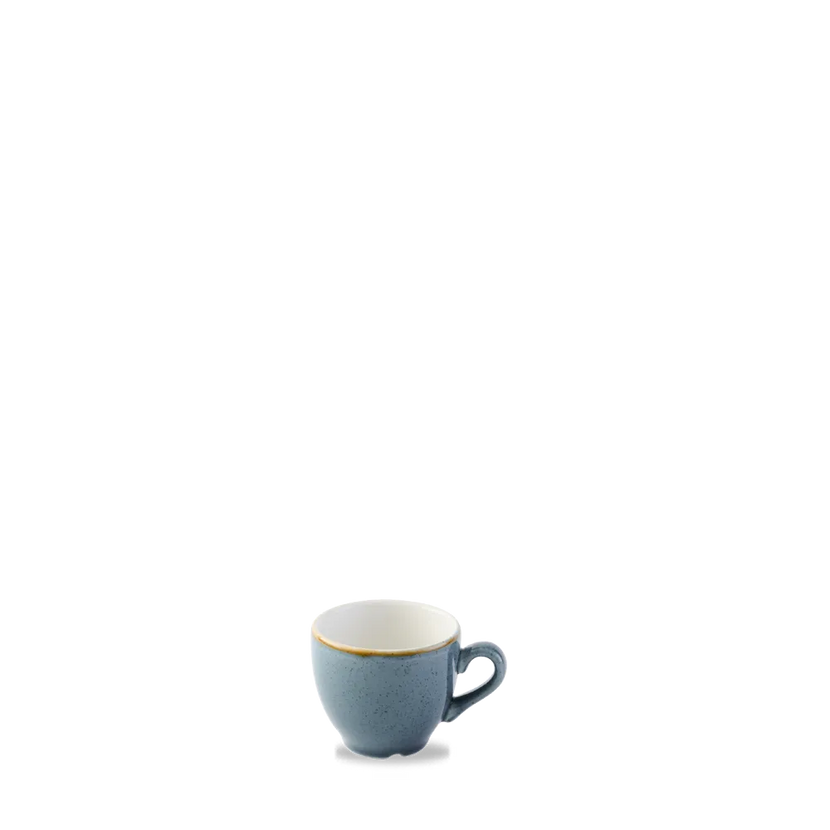 Churchill Stonecast Blueberry espressokopje 100 ml – gespikkeld porseleinen kopje voor cafés