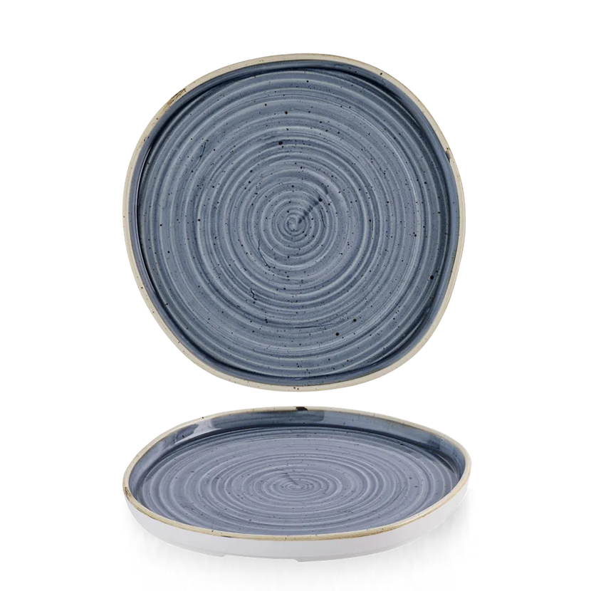 Churchill Stonecast Blueberry organisch bord met rand Ø 25,5 cm – groot blauw bord voor restaurants