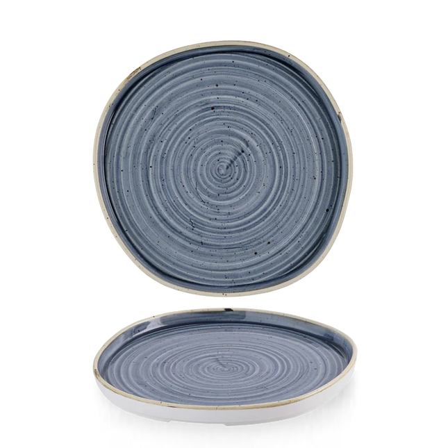 Churchill Stonecast Blueberry organisch bord met rand Ø 25,5 cm – groot blauw bord voor restaurants