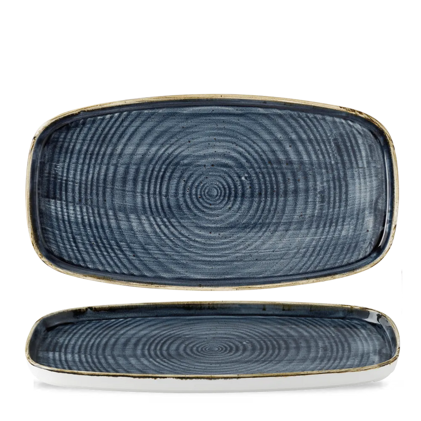 Churchill Stonecast Blueberry chef's bord langwerpig 30 x 15,4 cm – gespikkeld bord voor fine dining