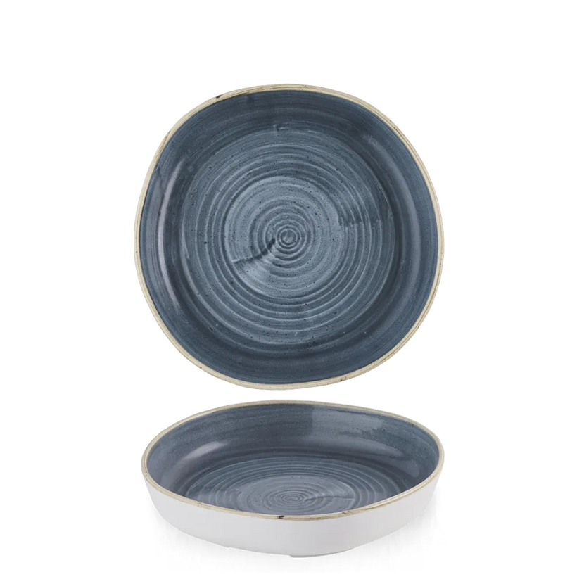 Churchill Stonecast Blueberry organisch kom met rand 23x4,5 cm – blauwe ondiepe kom voor restaurants