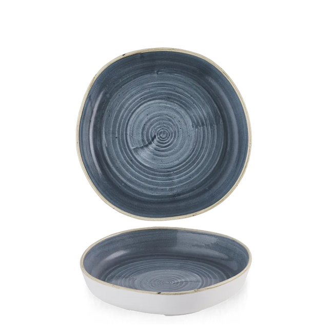 Churchill Stonecast Blueberry organisch kom met rand 23x4,5 cm – blauwe ondiepe kom voor restaurants