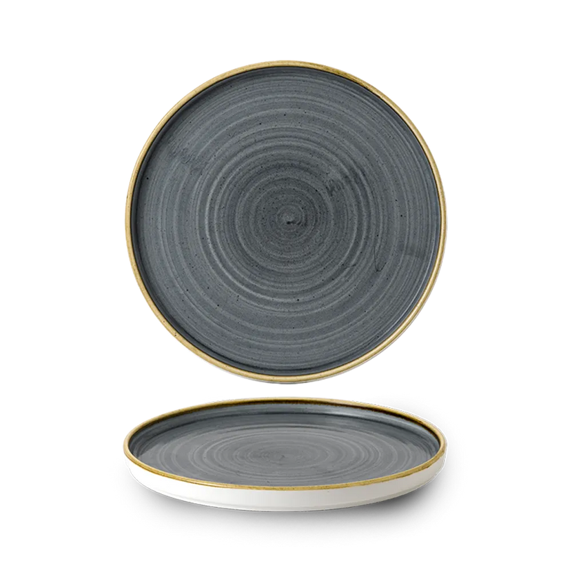 Churchill Blueberry bord met opstaande rand 21 cm – paarsblauw porseleinen bord voor restaurants