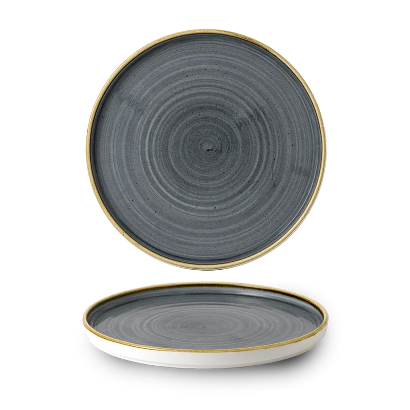 Churchill Blueberry bord met opstaande rand 26 cm – paarsblauw porseleinen bord voor fine dining