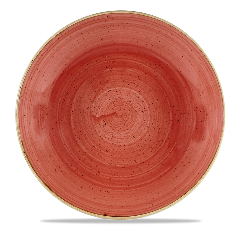 Churchill Stonecast Berry Red grote coupekom Ø 30 cm – rood gemarmerd porseleinen kom voor fine dining
