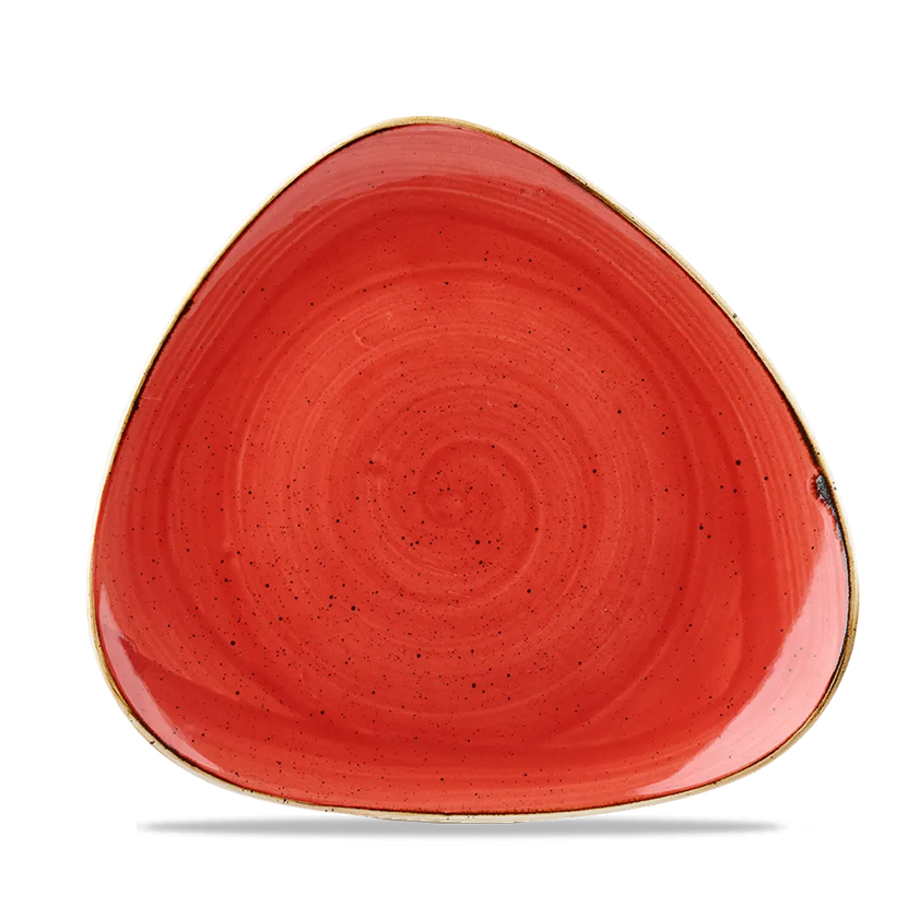 Churchill Stonecast Berry Red Lotus bord Ø 23 cm – rood gemarmerd porseleinen bord voor horeca