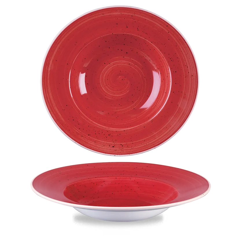 Churchill Stonecast Berry Red Profile brede kom groot Ø 28 cm – rood porseleinen kom met rand voor restaurants