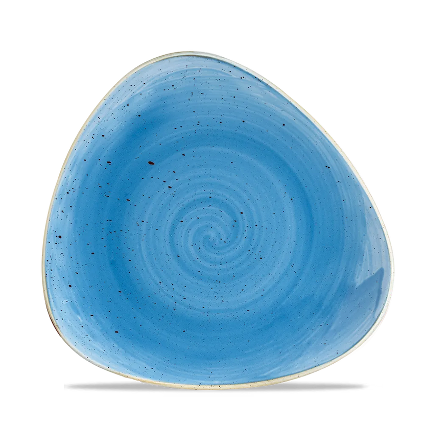 Churchill Stonecast Cornflower Blue driehoekig bord 23 cm – kobaltblauw porseleinen bord voor fine dining